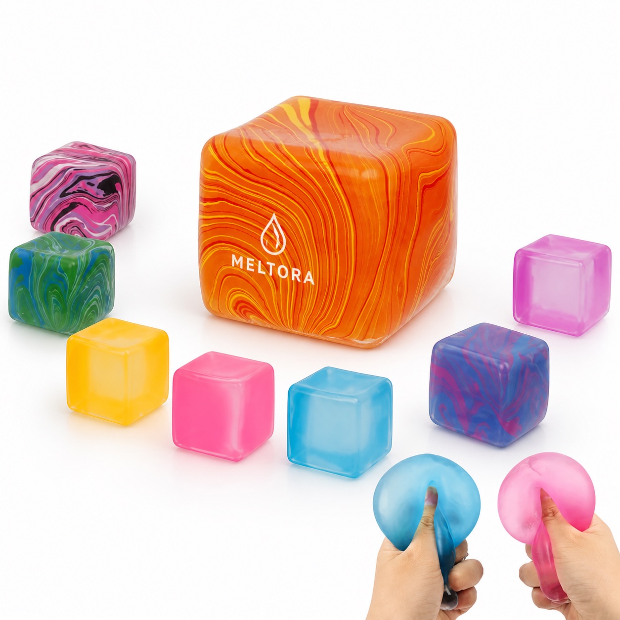 Translucent Ice Cube Slow Rebound Squishy Toy — Tpr — Pink
