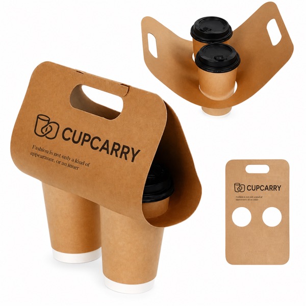 Eco Friendly Kraft Paper Carrier for Two Cups