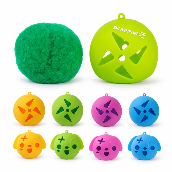 Reusable Silicone Water Squeeze Ball with Dog Face — Silicone — Yellow
