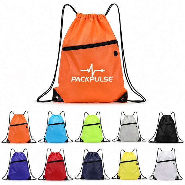 7 x 15.8 Inch 420D Drawstring Backpack — Oxford Cloth — Black