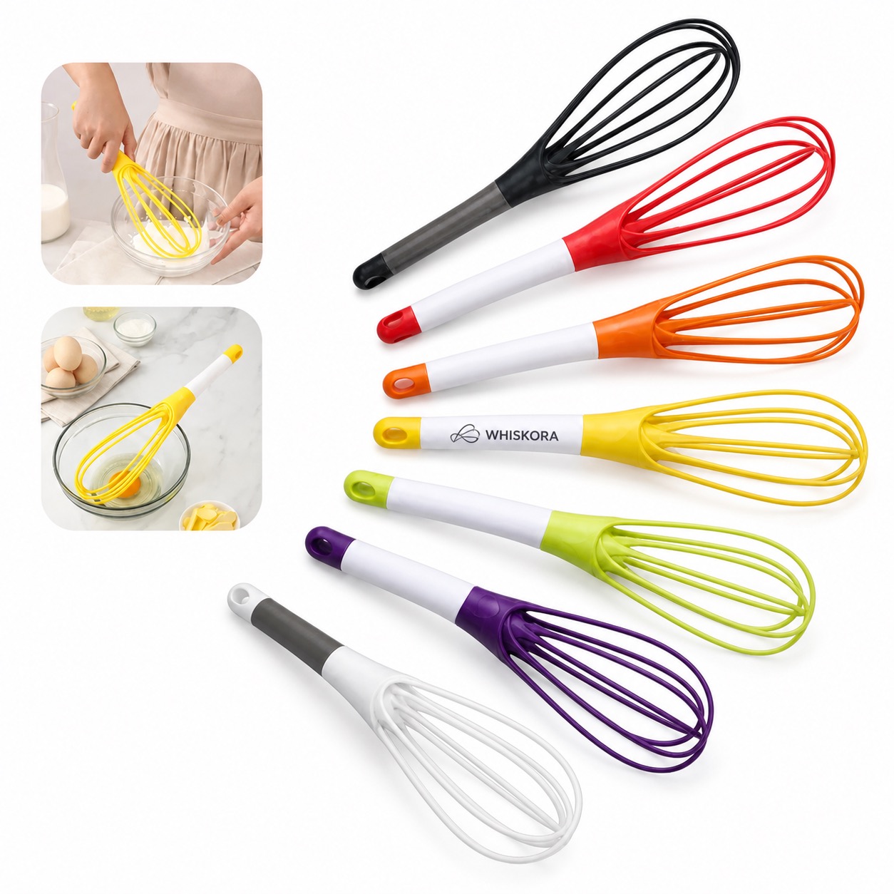 Space Saving Silicone Whisk with Ergonomic Handle