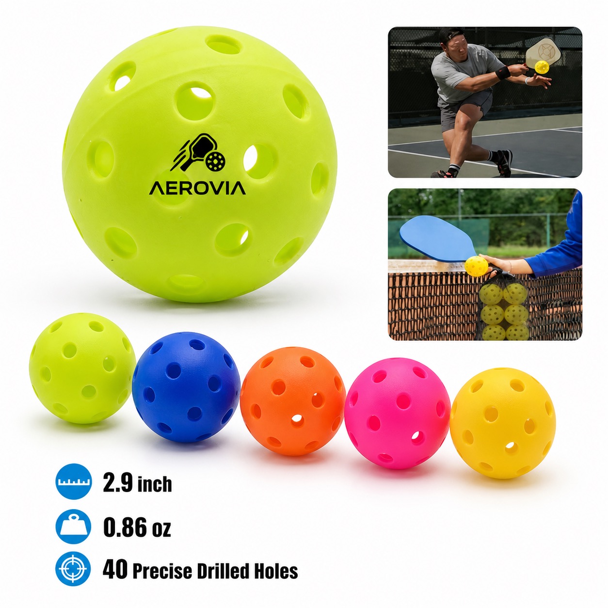 91 Inch Pickleball with 40-Hole PE Design