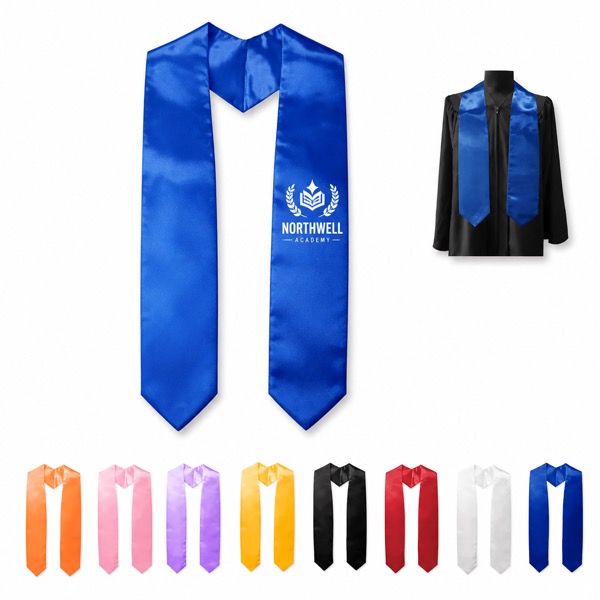 V Shape Plain Satin Stole for Adult Graduates