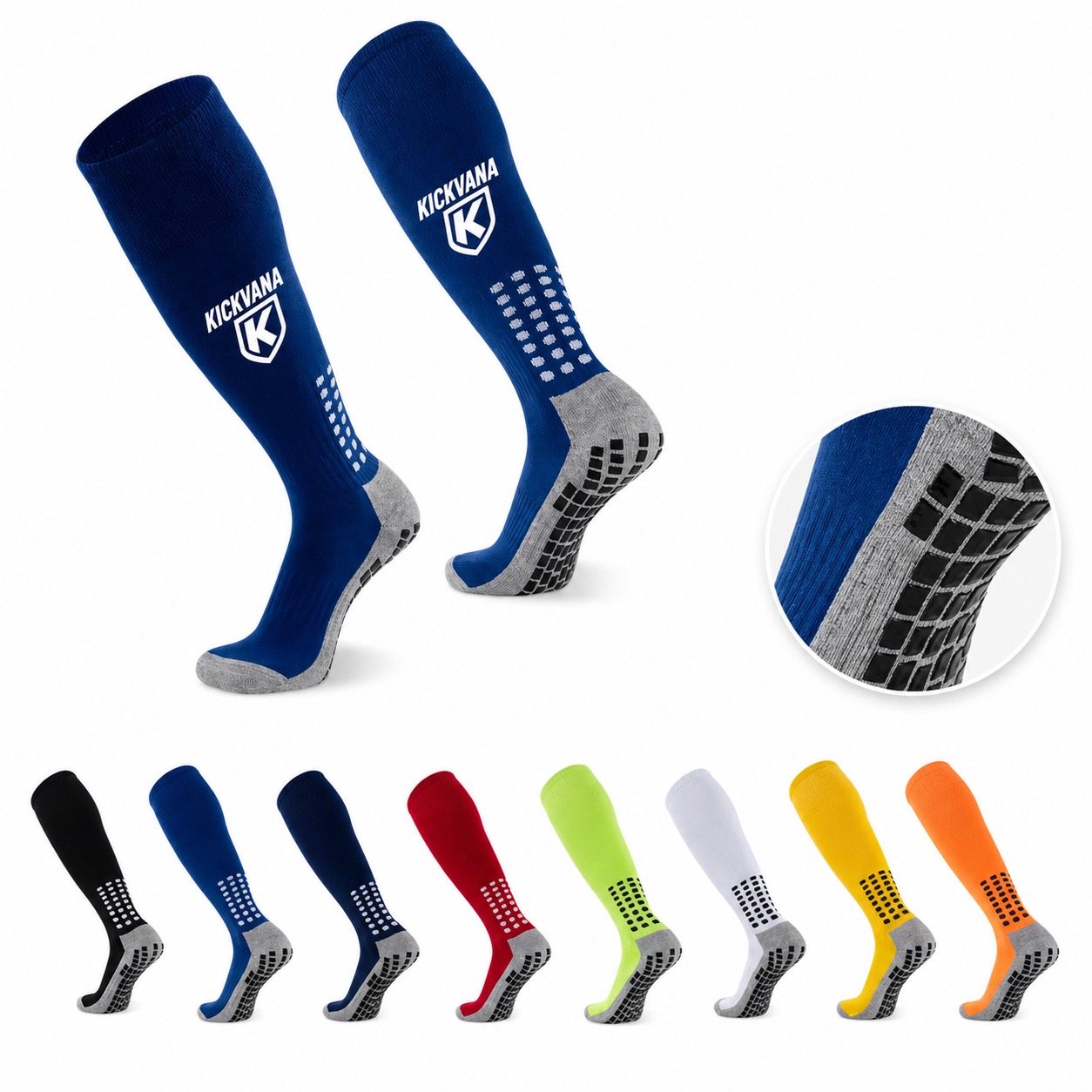 Long Football Socks with Silicone Cuff Grips Polyester