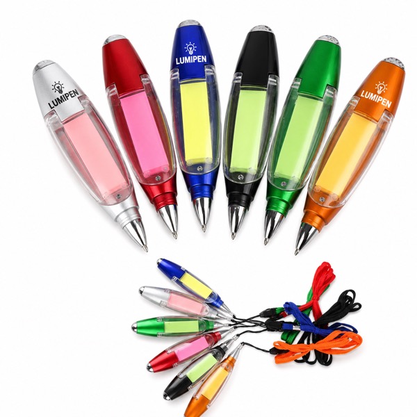 Multifunction LED Pen and Sticky Note Set — Abs — Red
