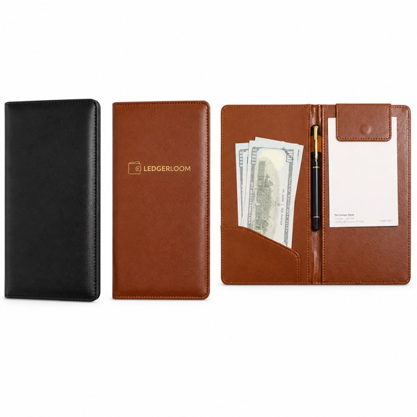 Compact PU Leather Check Holder