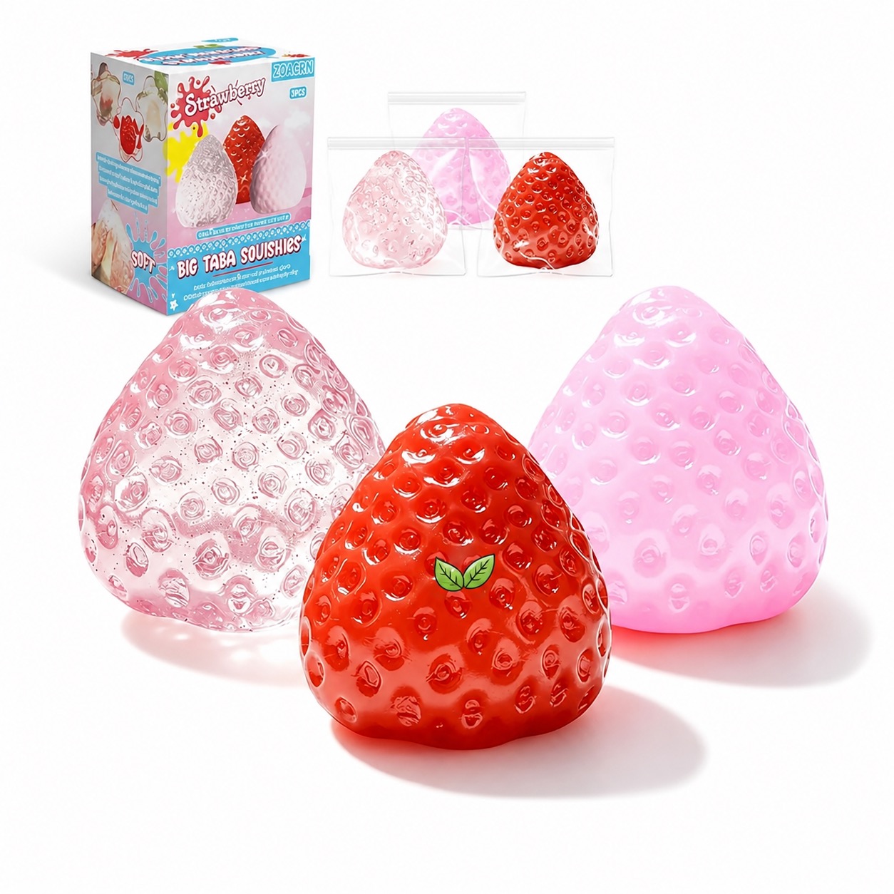 Strawberry Squeeze Sensory Toy in Multiple Sizes and Colors