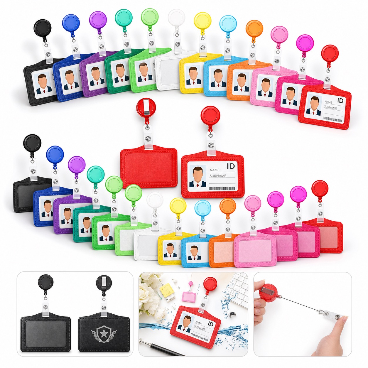Retractable ID Holder for Work Permits, Keys, and Cards
