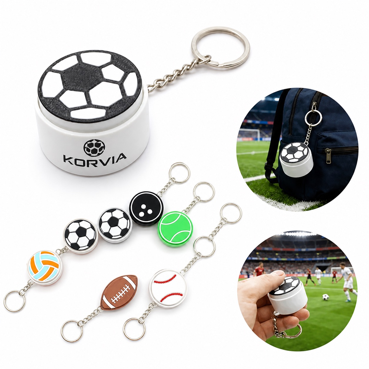 Soccer Stress Ball Keychain With Metal Ring