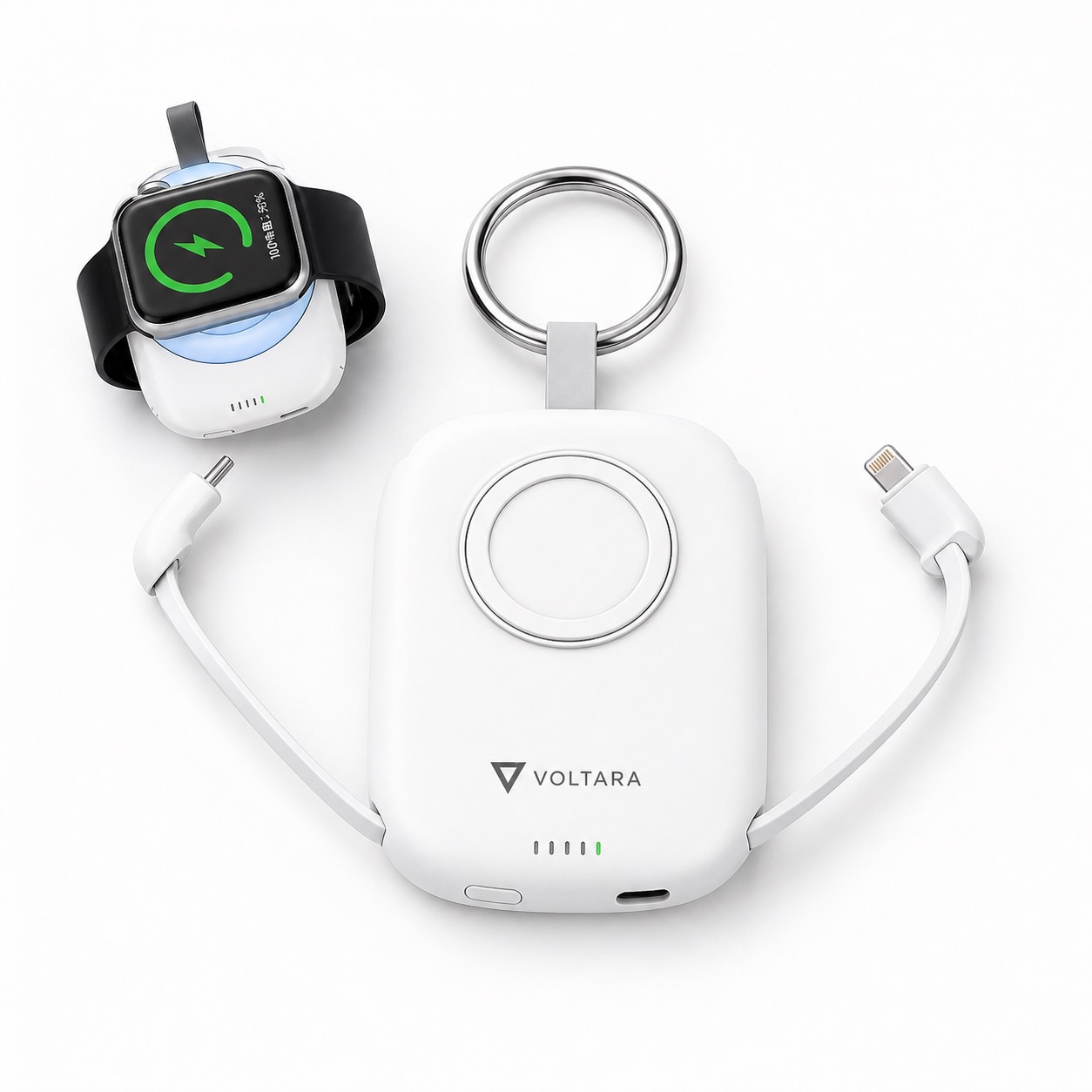 Watch-Style 5000mAh Power Bank with Dual Cables