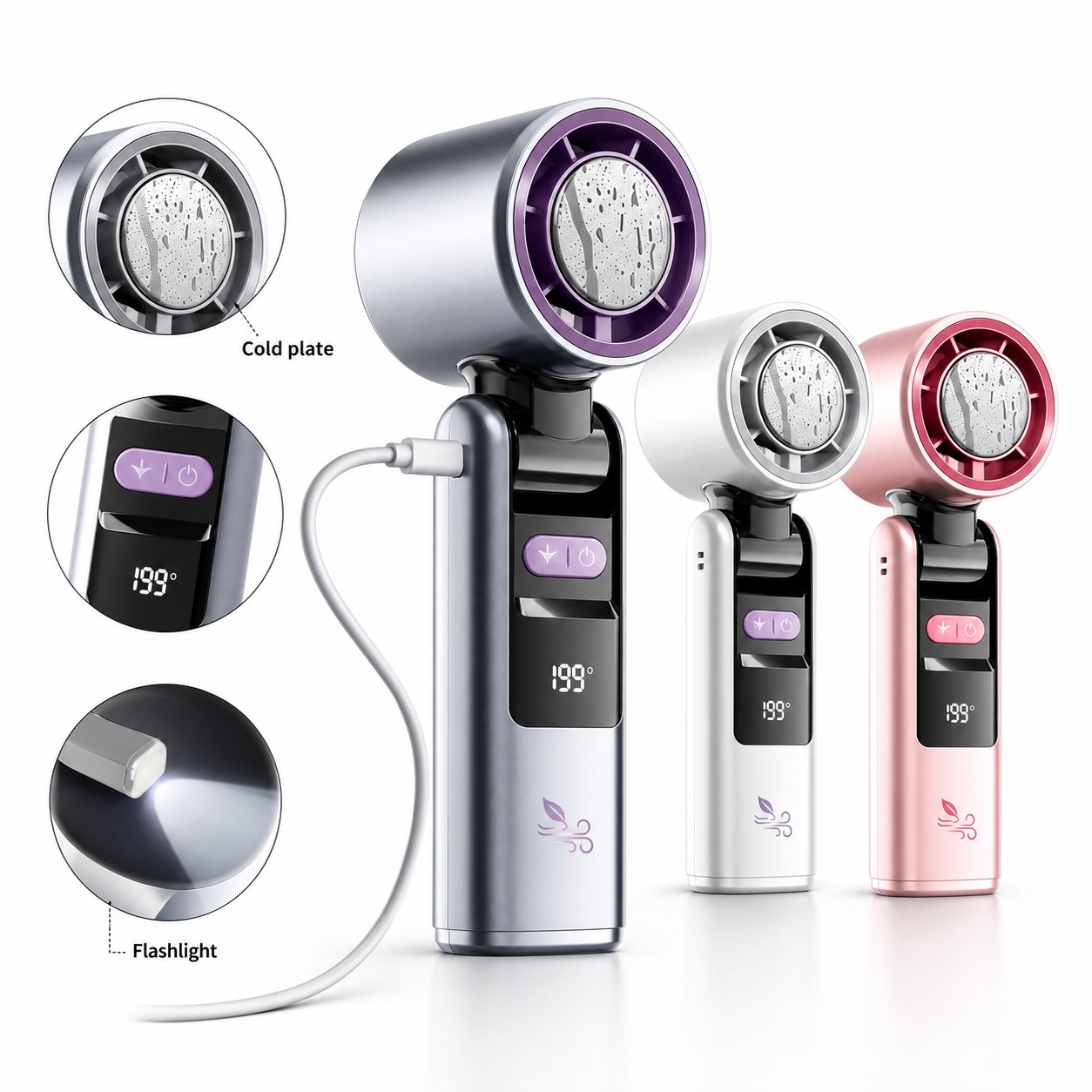 Handheld Turbo Fan with LED Display and USB Charging