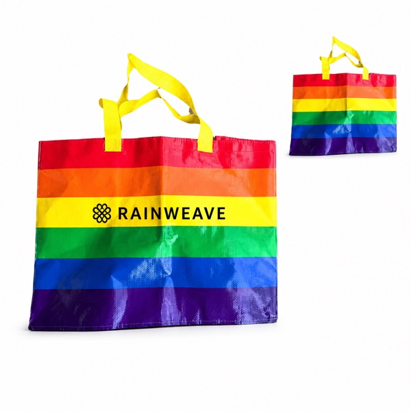 Rainbow Woven Grocery and Laundry Tote — Pp — Rainbow