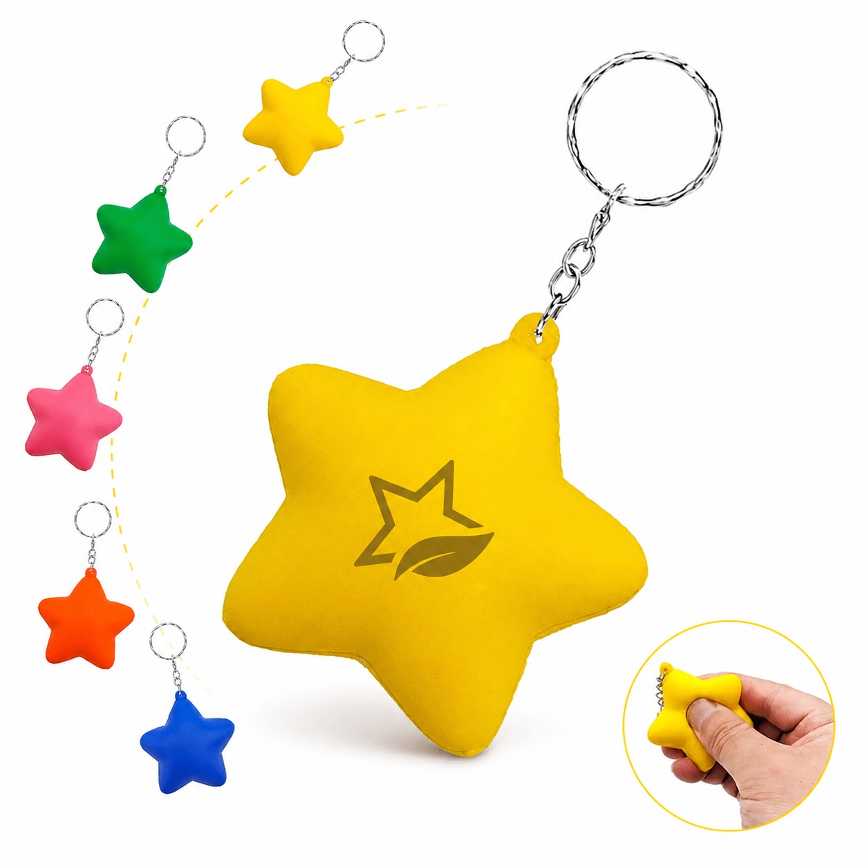 Eco-Friendly PU Foam Star Fidget Keychain — Pu — Yellow