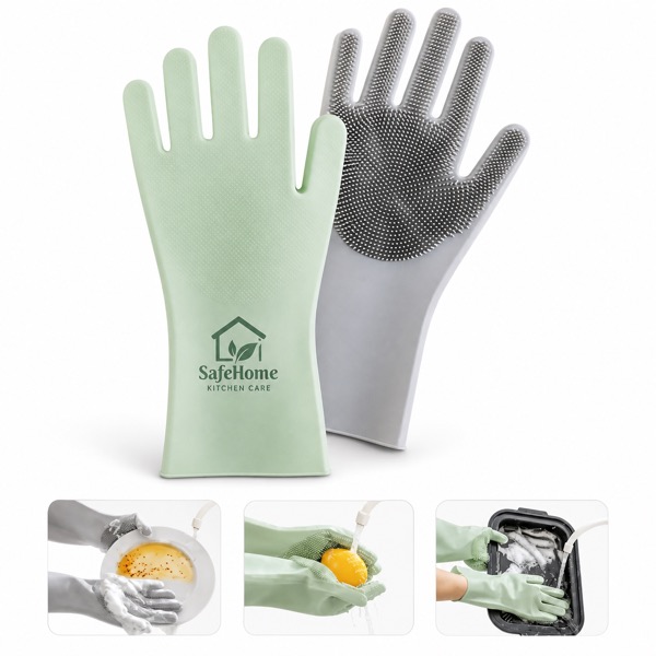 Flexible Silicone Gloves with Textured Wet Grip