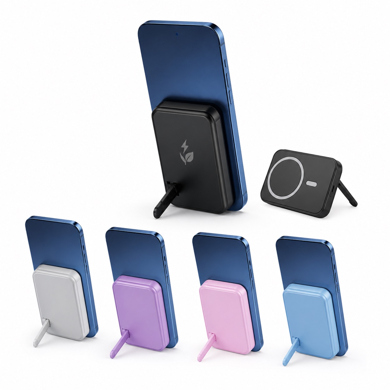 Portable 5000mAh Wireless Power Bank With Foldable Stand