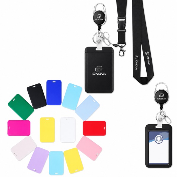 Transparent ID Card Holder and Color Lanyard Set