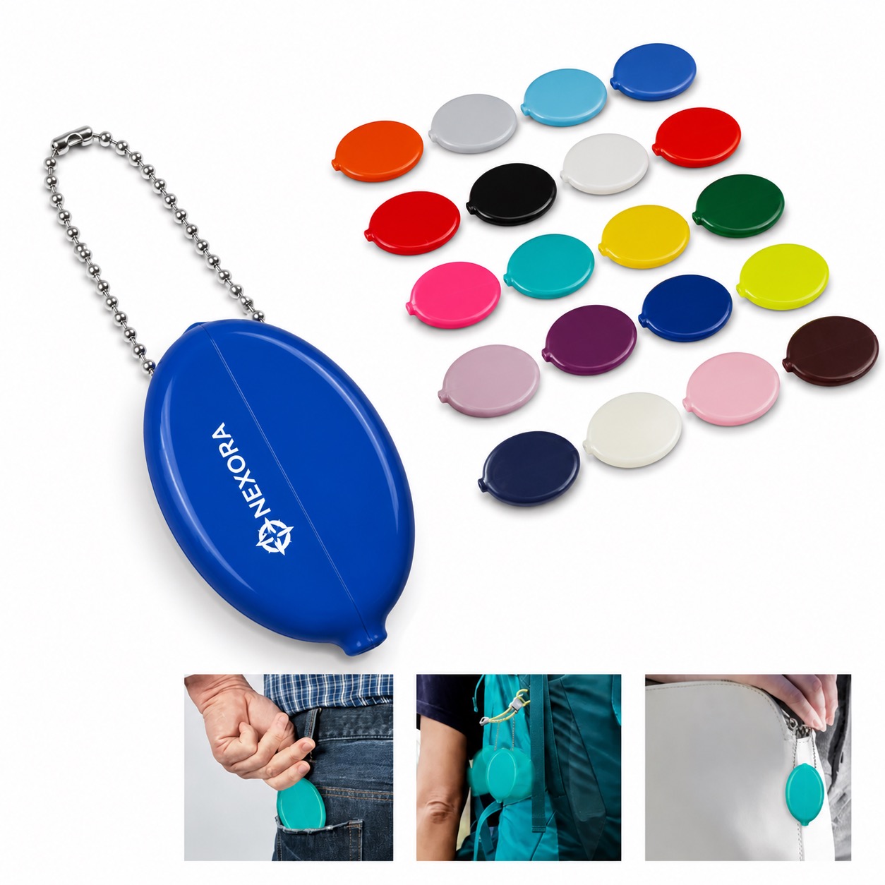 3 Inch Oval Coin Pouch With Ball Chain