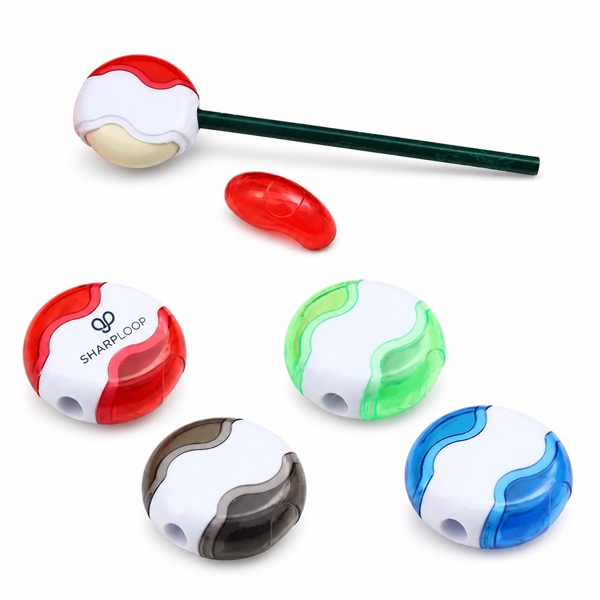 Circular Pencil Eraser and Sharpener Stationery Tool — Plastic — Blue