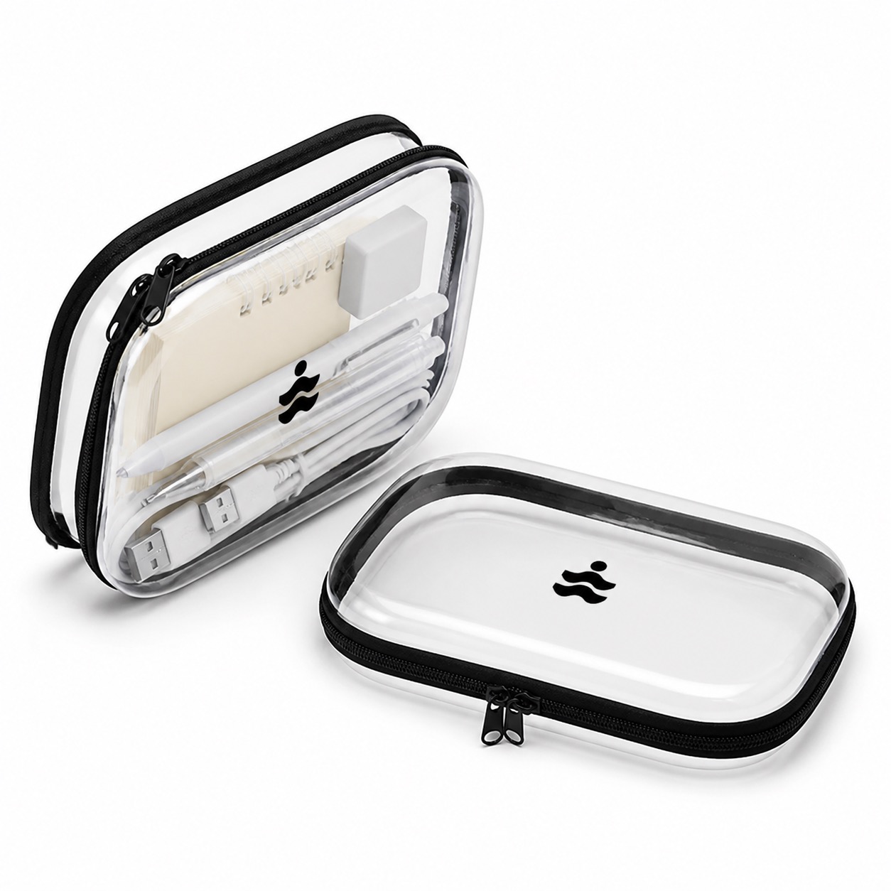 Waterproof Clear Hard Shell Cosmetic Storage Case — Pet — Blue