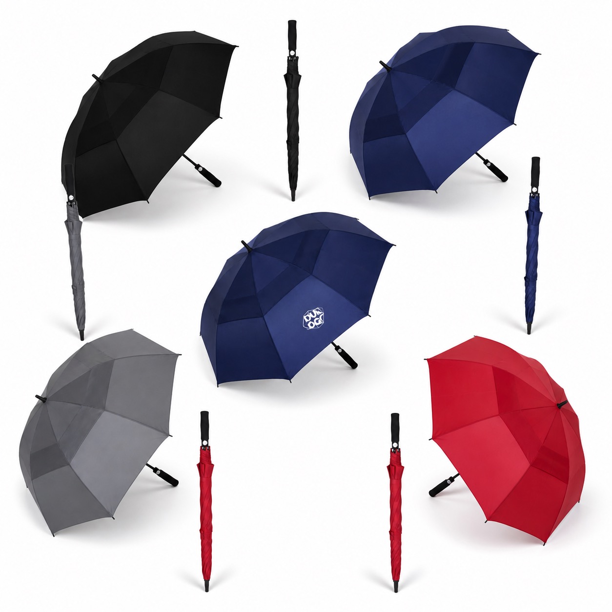 4 Inch Canopy Two Person Automatic Umbrella — Cloth — Blue