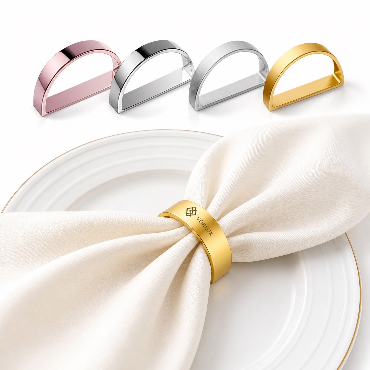 Gold Plated Zinc Alloy Napkin Rings — Zinc Alloy — Gold