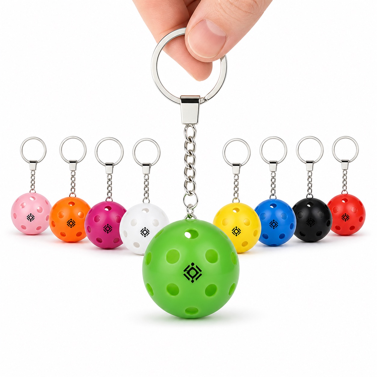 PE Plastic Pickleball Key Ring with Steel Chain