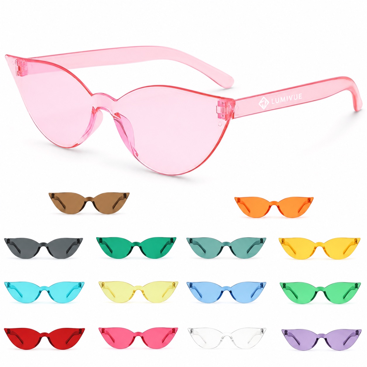 Flexible TR Temple Rimless Cat Eye Sunglasses