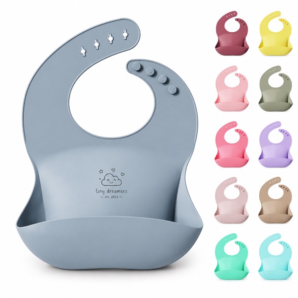 Adjustable Silicone Feeding Bib, Spill Protection Design