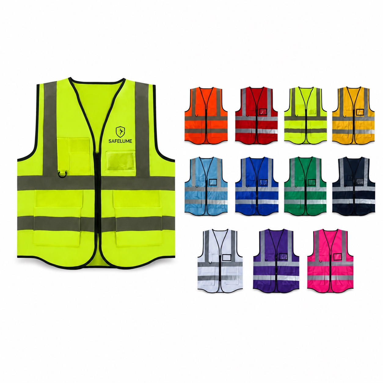 Bright Reflective Safety Vest with Tool Storage