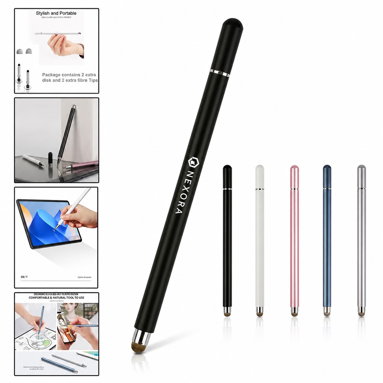 Touchscreen Pen with Magnetic Cap and Cloth Head