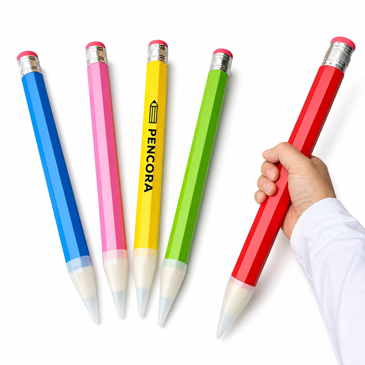 Large Wooden Pencils for Kids with Erasers