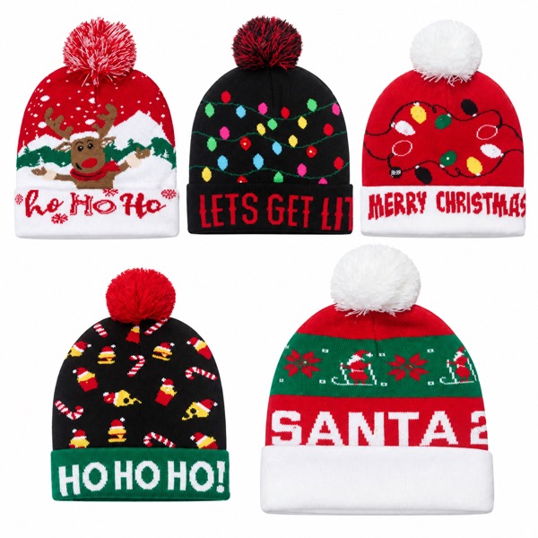 100% Acrylic Pom Knit Hat for Winter Warmth