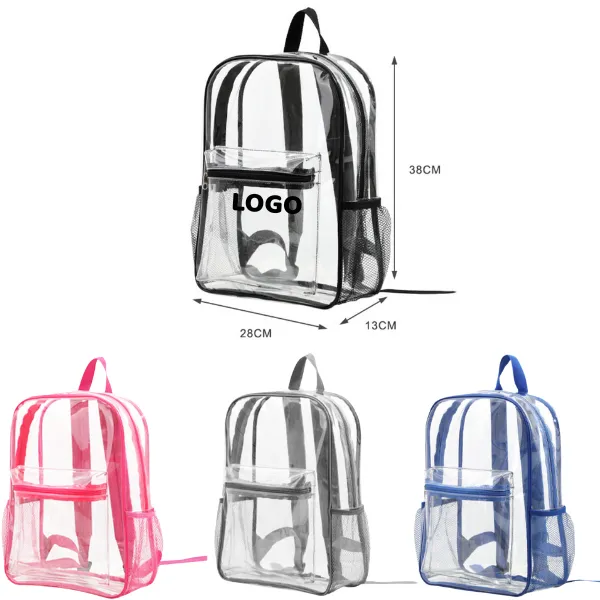 Clear PVC Security Backpack with Mesh Pockets