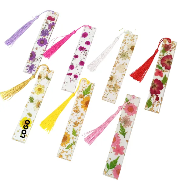 Pressed Flower Resin Bookmark with Tassel